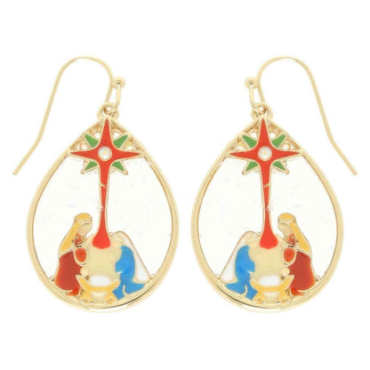 Christmas Nativity Theme Teardrop Earrings