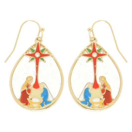 Christmas Nativity Theme Teardrop Earrings