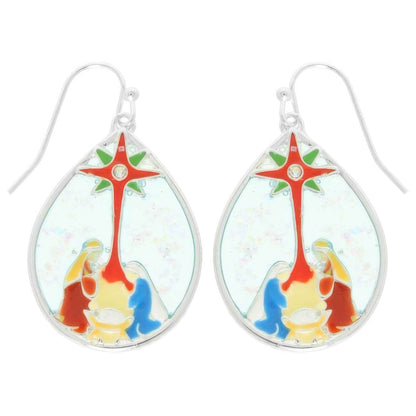 Christmas Nativity Theme Teardrop Earrings