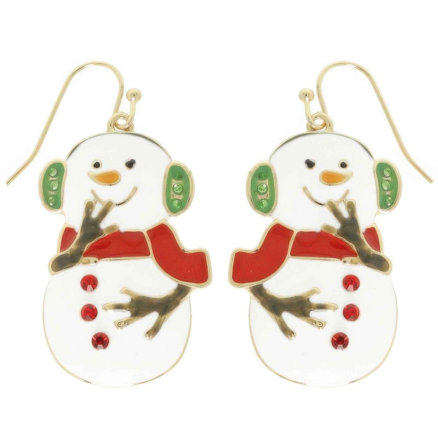 Christmas Snowman Enamel Earrings