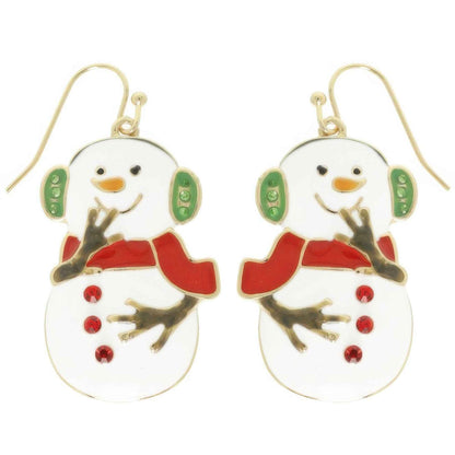 Christmas Snowman Enamel Earrings