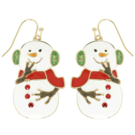 Christmas Snowman Enamel Earrings