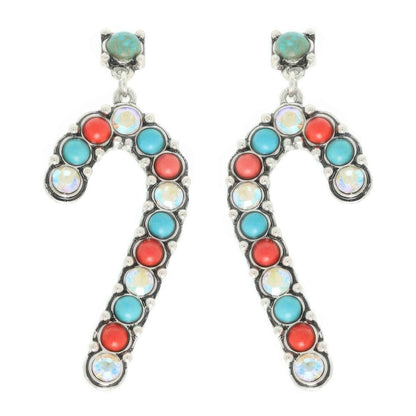Western Christmas Candy Cane Post Earrings