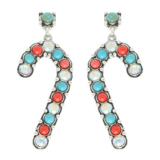 Western Christmas Candy Cane Post Earrings