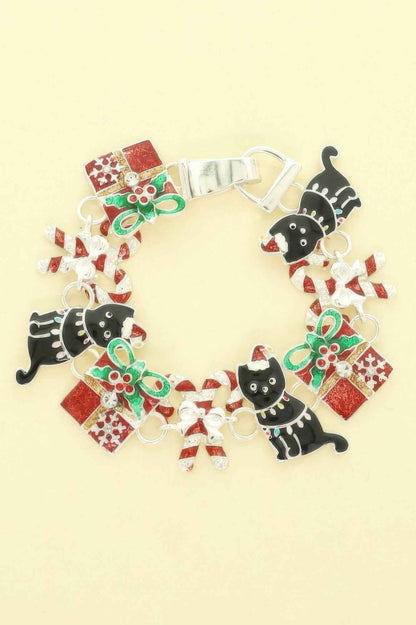 Christmas Themed Enamel Charm Bracelet