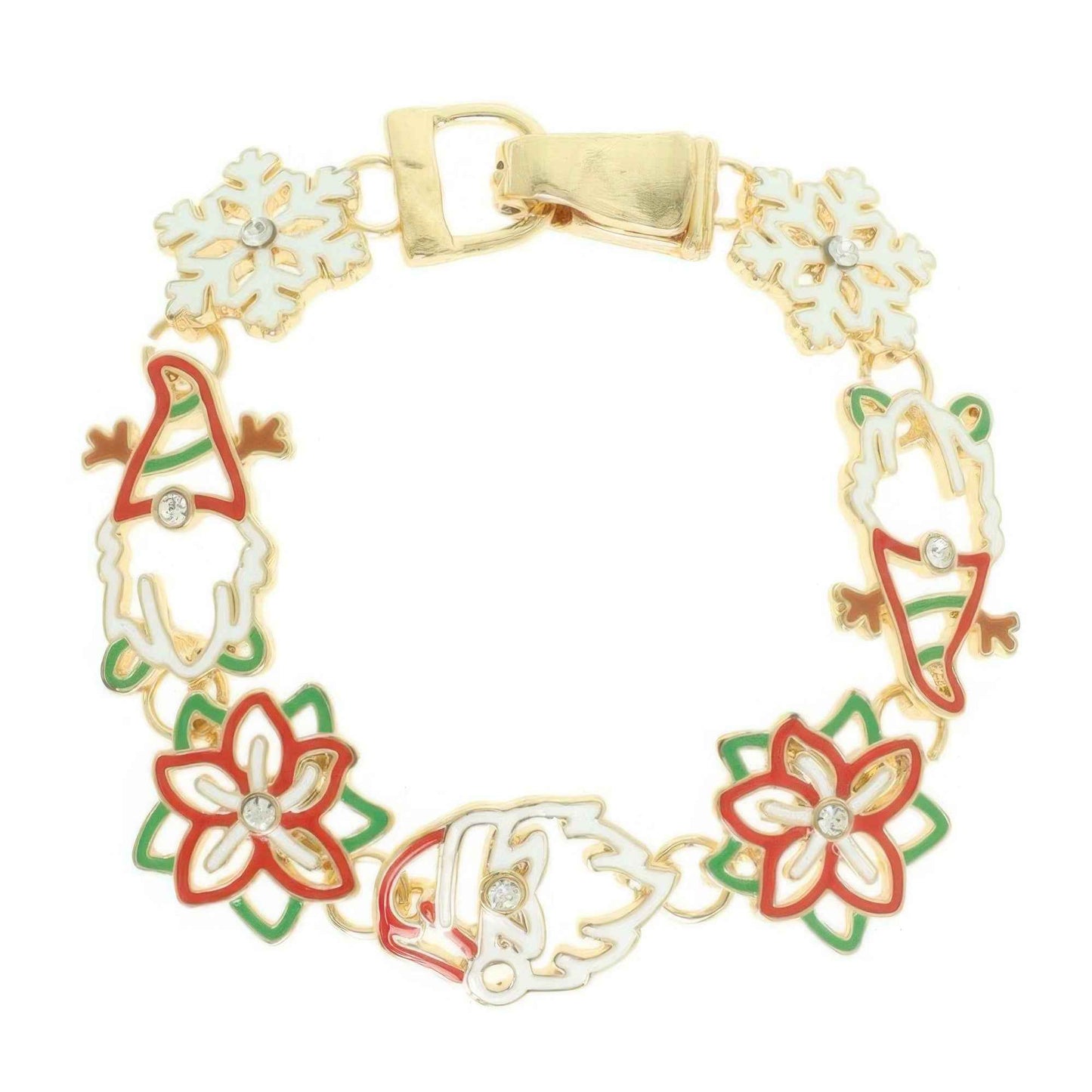 Christmas Snowflake Poinsettia Charm Bracelet
