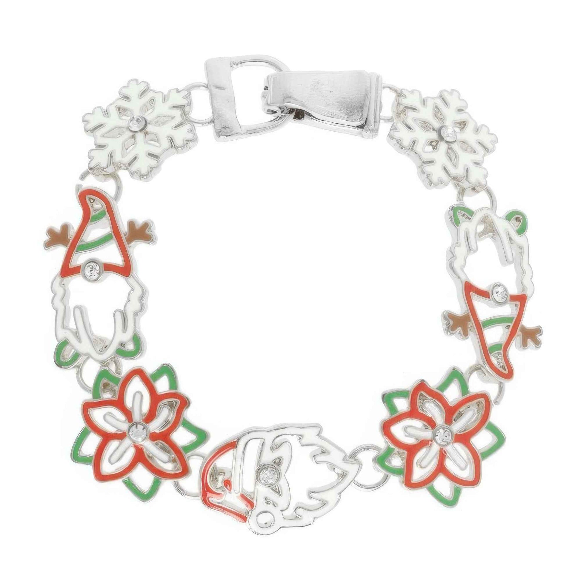 Christmas Snowflake Poinsettia Charm Bracelet