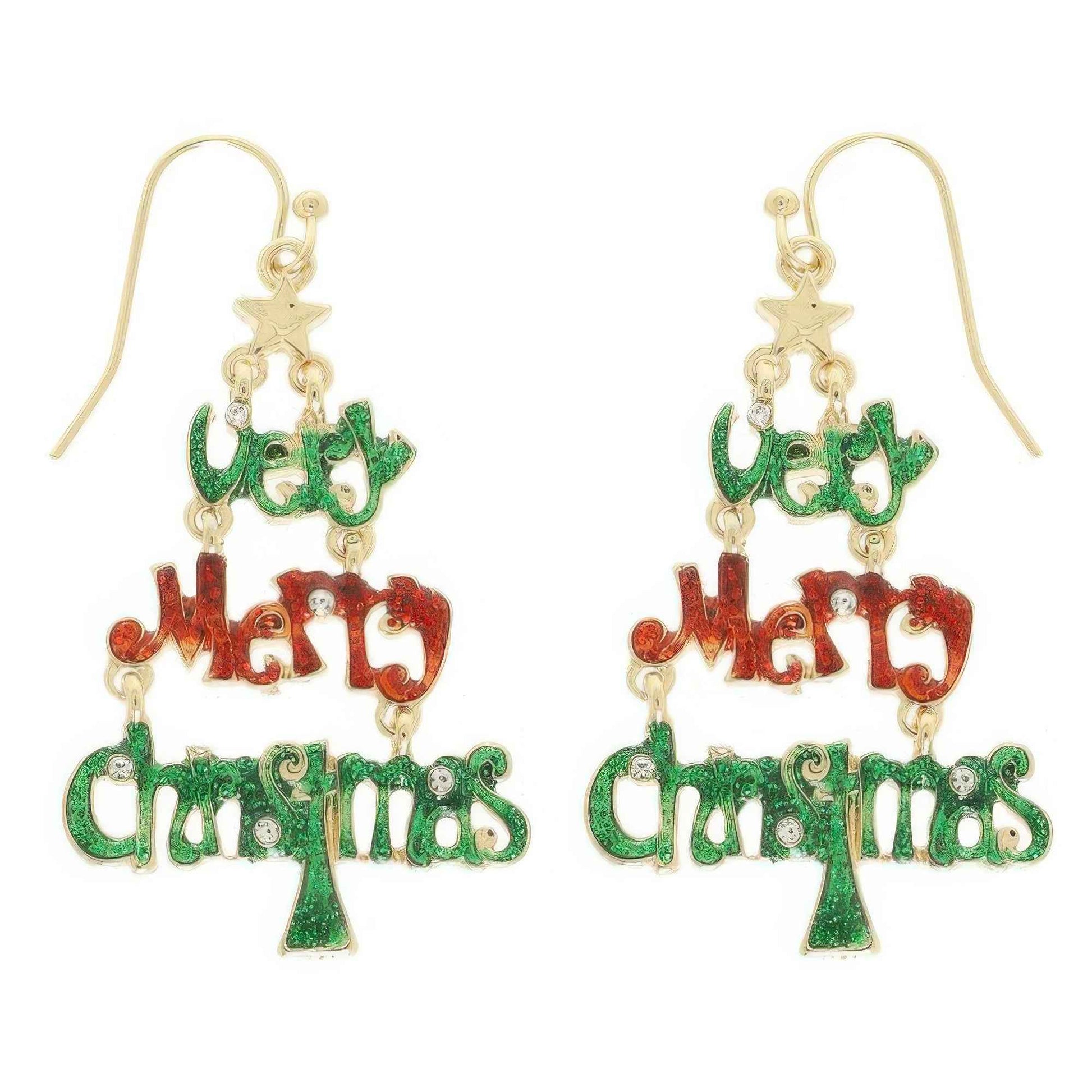 Christmas Tree Theme Wording Earrings