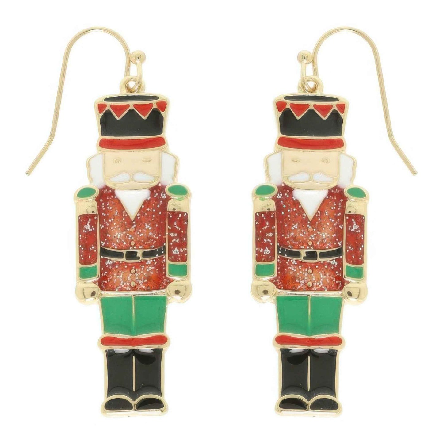 Christmas Nut Cracker Enamel Dangle Earrings