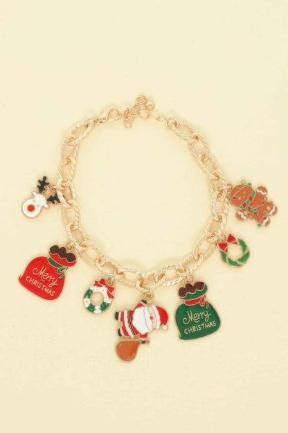 Christmas Theme Enamel Charm Bracelet