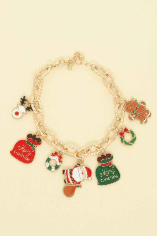 Christmas Theme Enamel Charm Bracelet