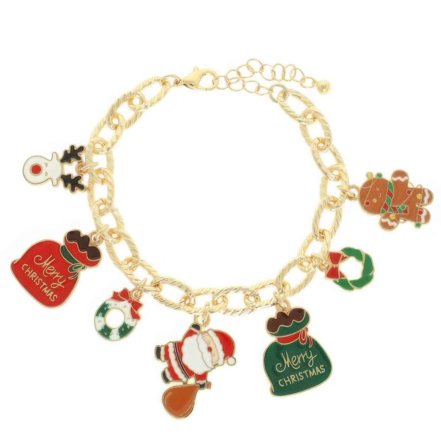 Christmas Theme Enamel Charm Bracelet