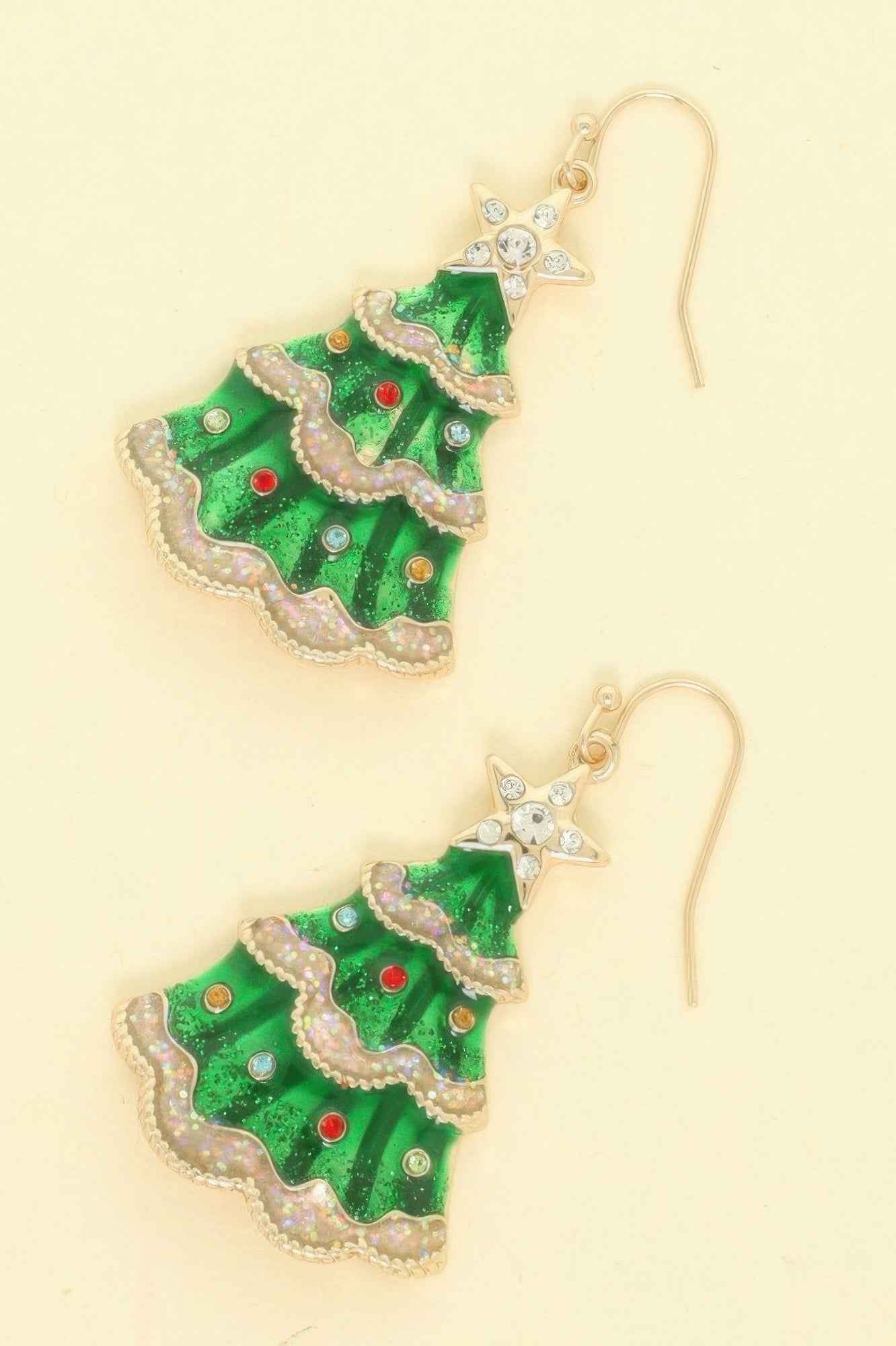 Christmas Tree Enamel Dangle Earrings