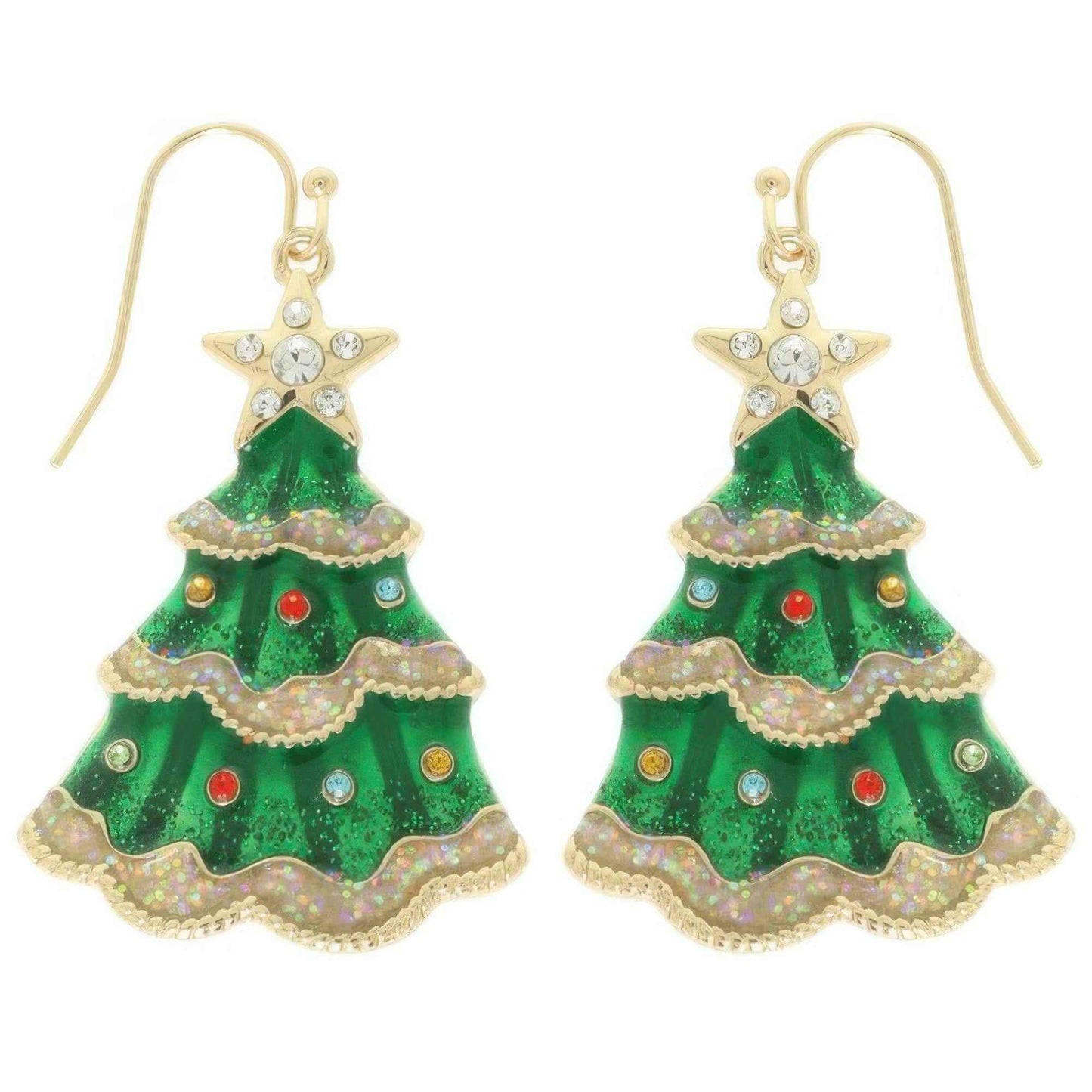 Christmas Tree Enamel Dangle Earrings
