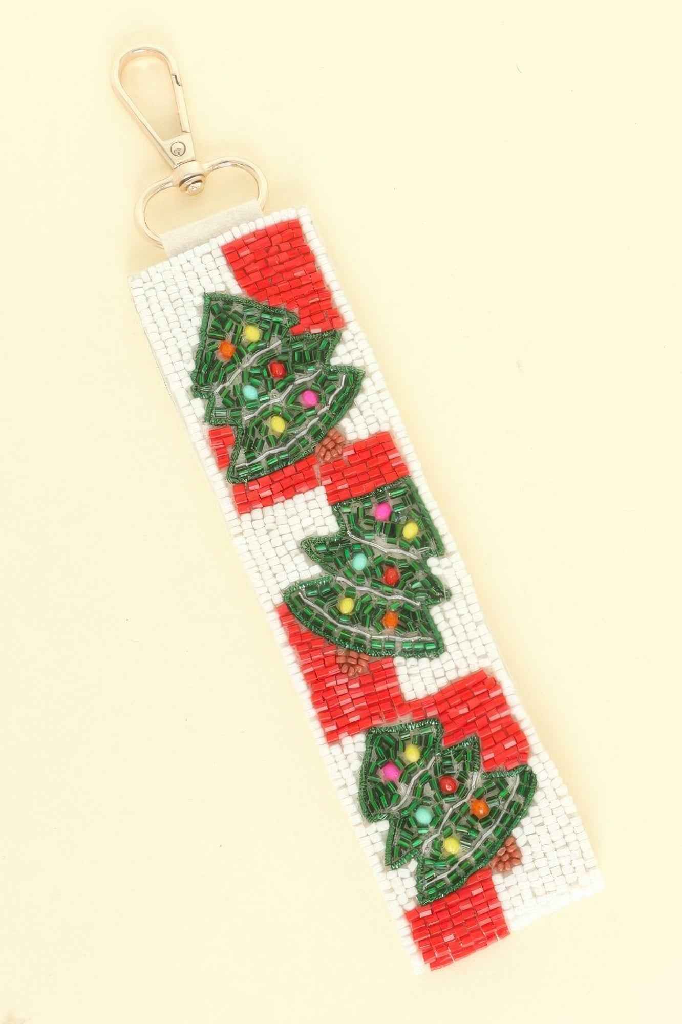 Christmas Tree Checker Pattern Wristlet Keychain