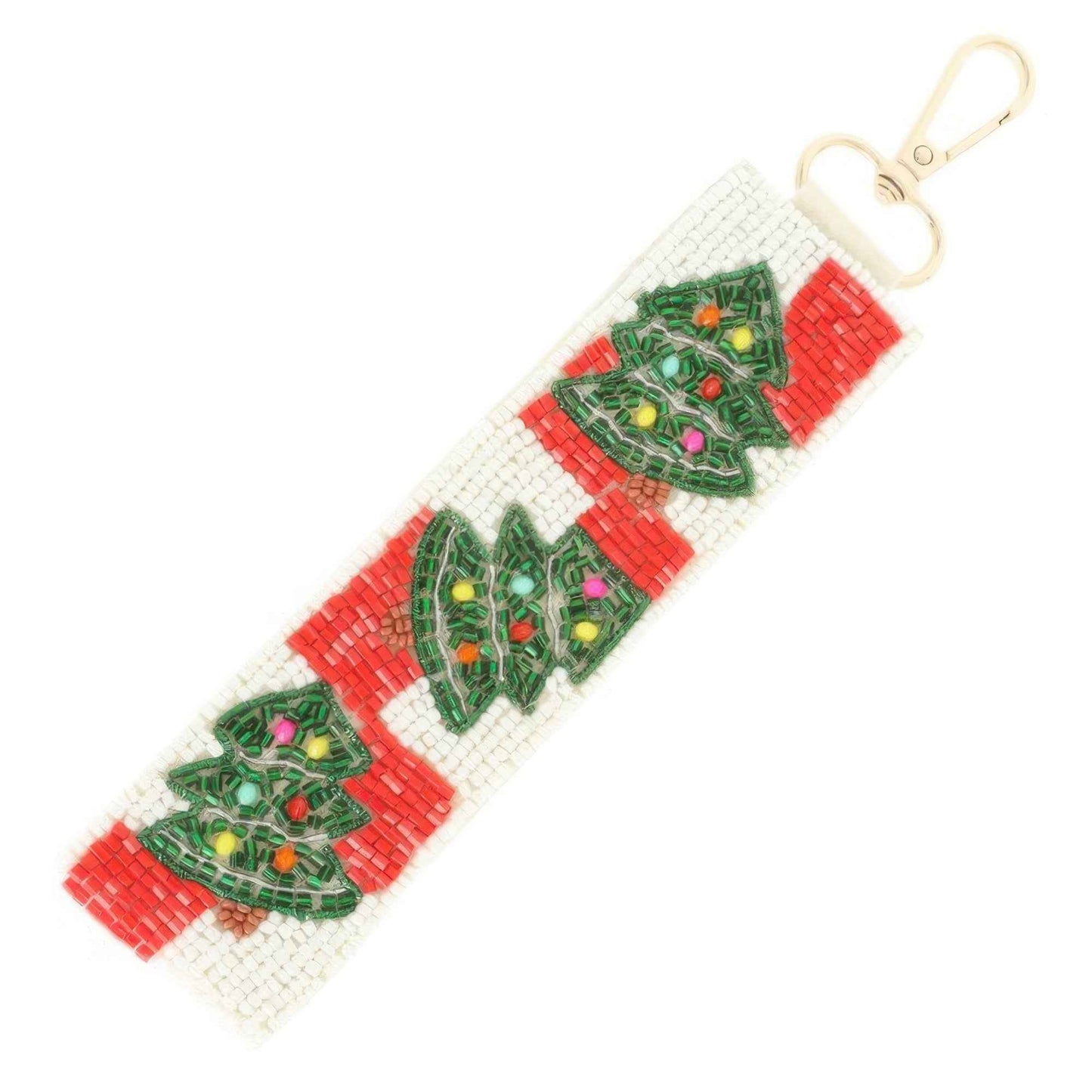 Christmas Tree Checker Pattern Wristlet Keychain