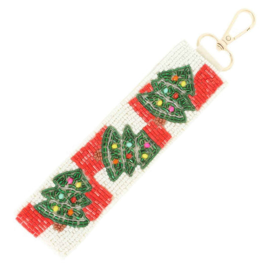 Christmas Tree Checker Pattern Wristlet Keychain