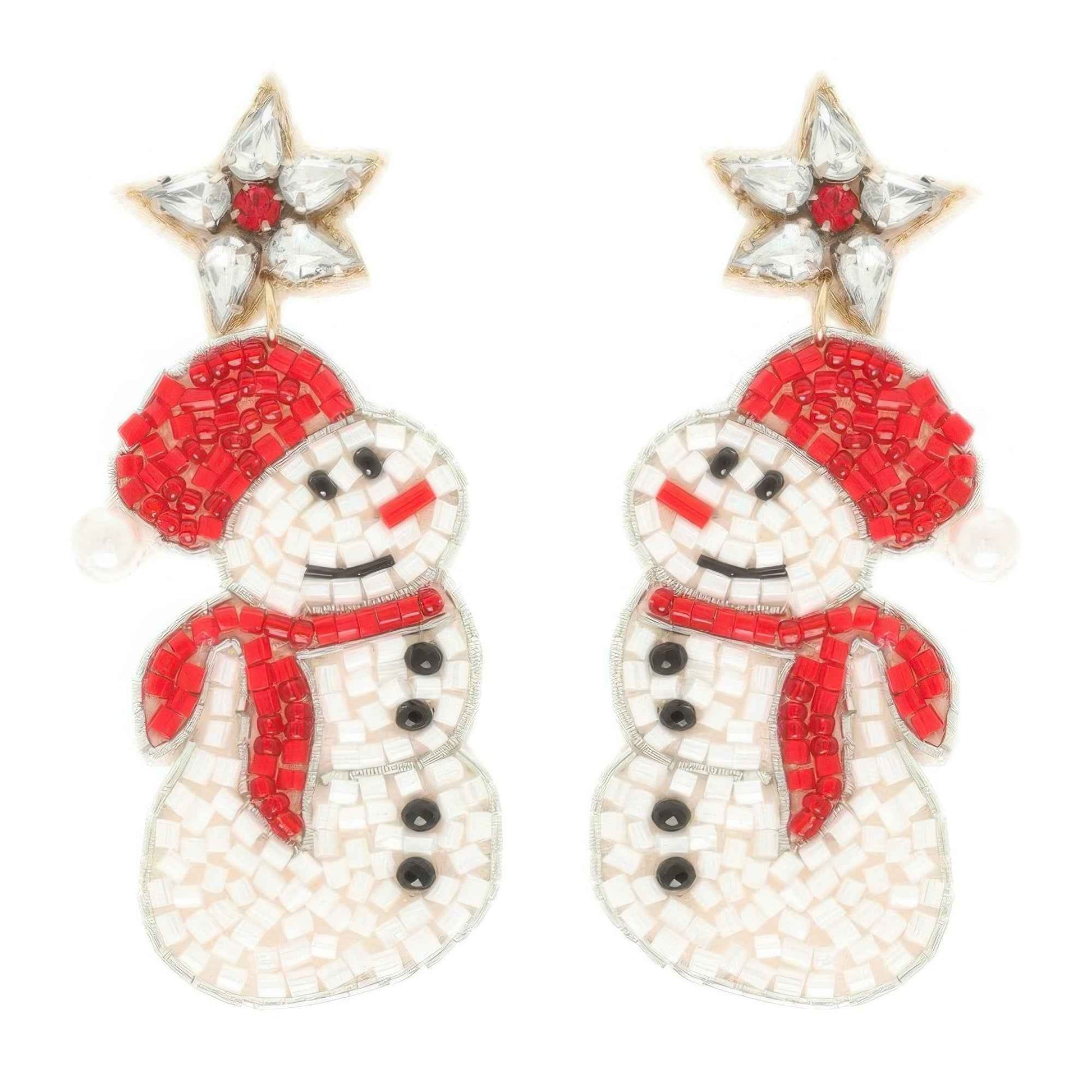 Christmas Scarfed Snowman Post Earrings