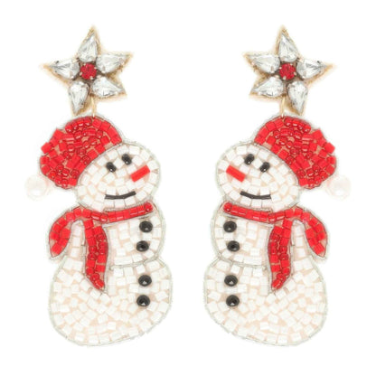 Christmas Scarfed Snowman Post Earrings