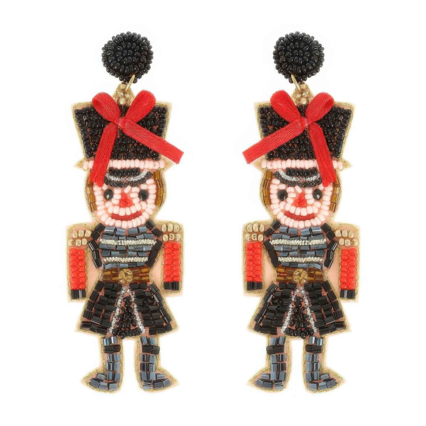Christmas Nutcracker Seed Beaded Earrings