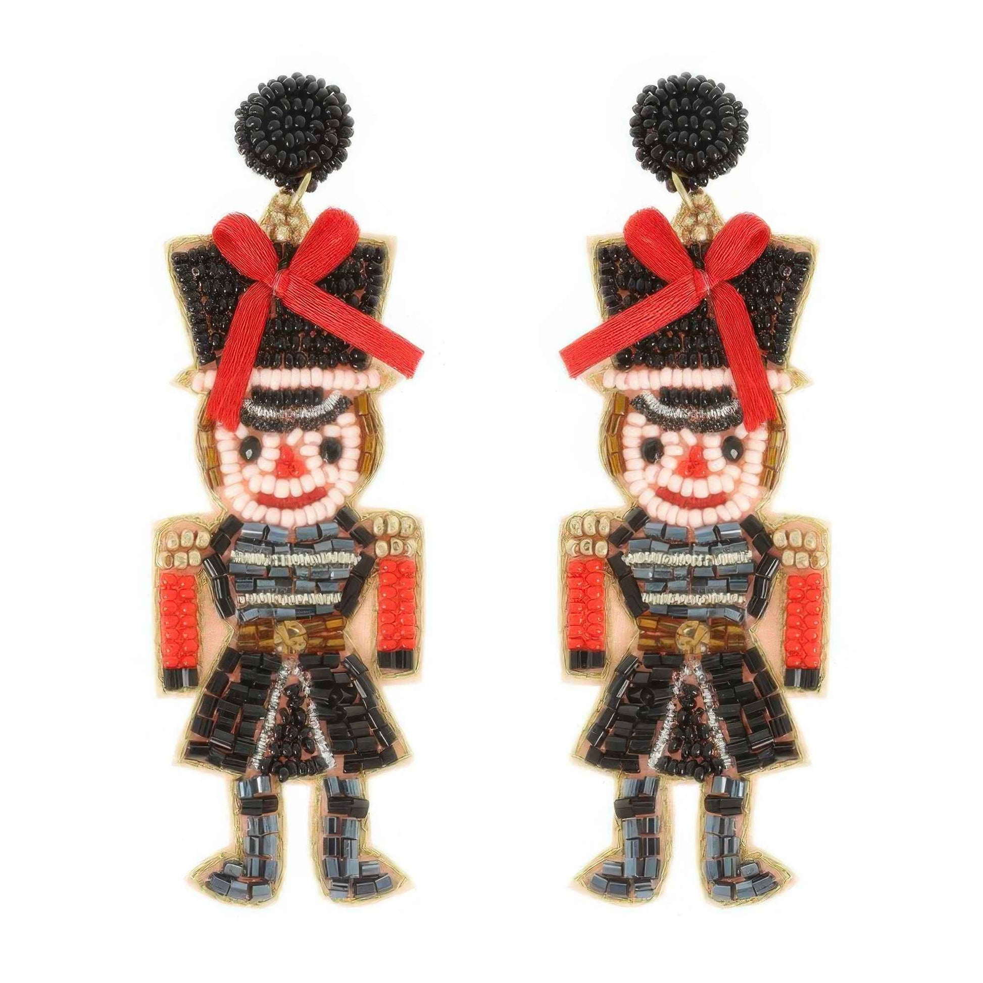 Christmas Nutcracker Seed Beaded Earrings