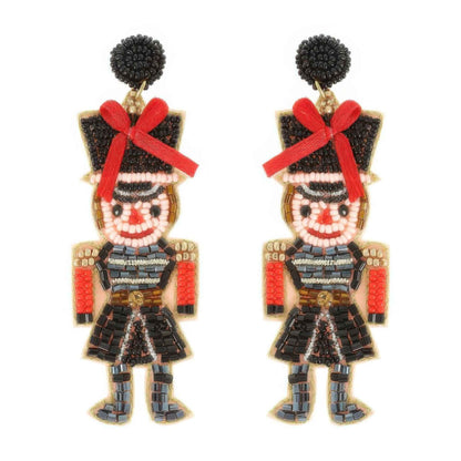 Christmas Nutcracker Seed Beaded Earrings