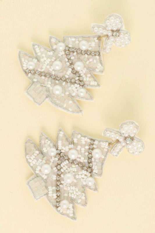 White Christmas Tree Post Earrings