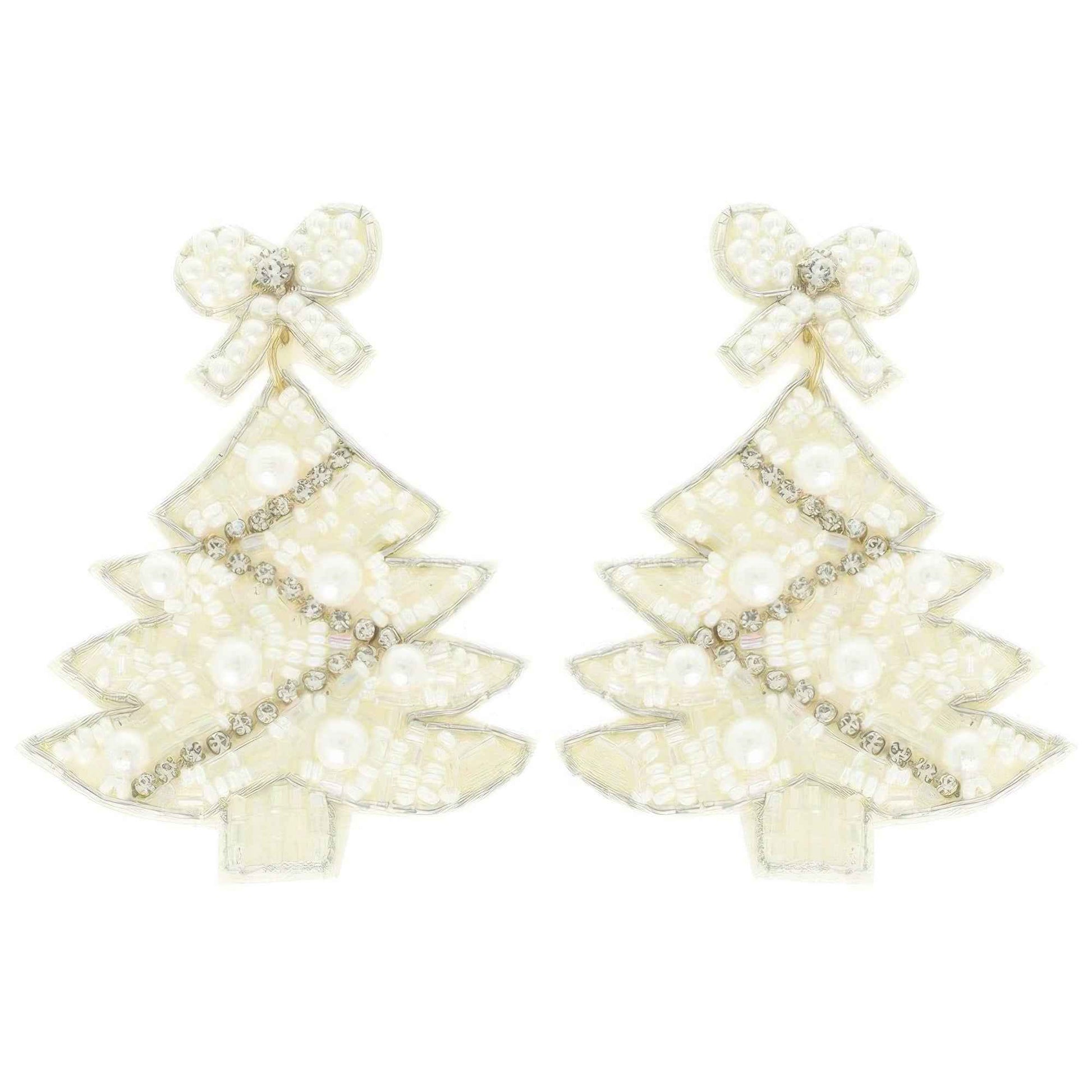 White Christmas Tree Post Earrings