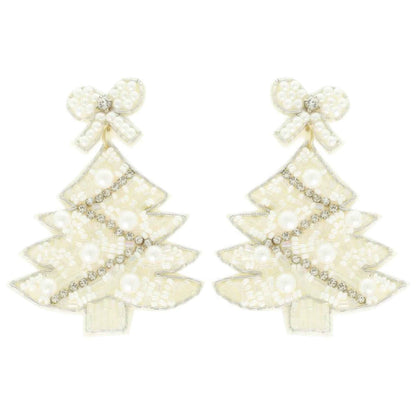 White Christmas Tree Post Earrings