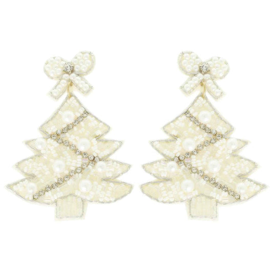 White Christmas Tree Post Earrings