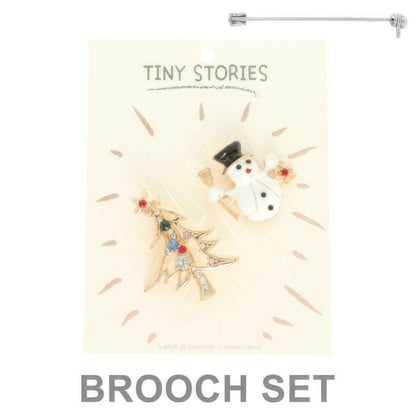 2pc Christmas Theme Brooch Pin Set