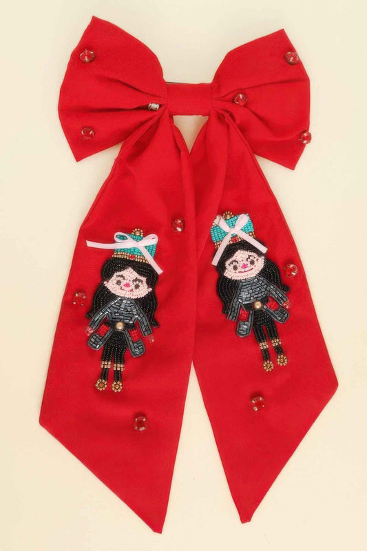 Christmas Nutcracker Dame Bow Barrette Hair Clip