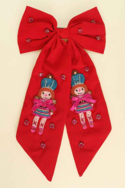 Christmas Nutcracker Dame Bow Barrette Hair Clip