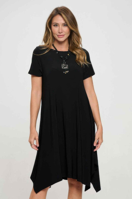 Hit Boat Neck Shark Bite Hem Dress