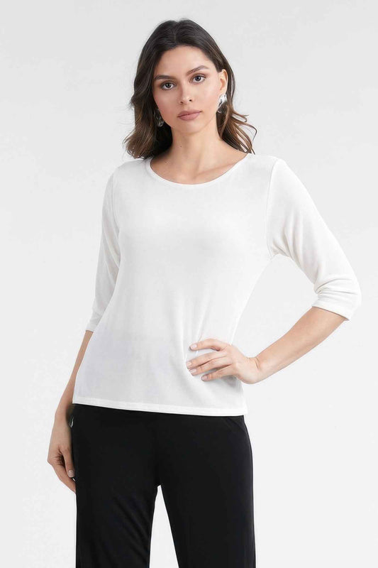 Quarter Sleeve Solid Acetate Top