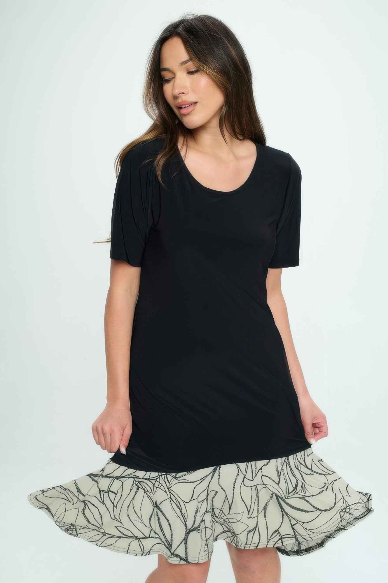 Hit Half Sleeve Contrast Dress