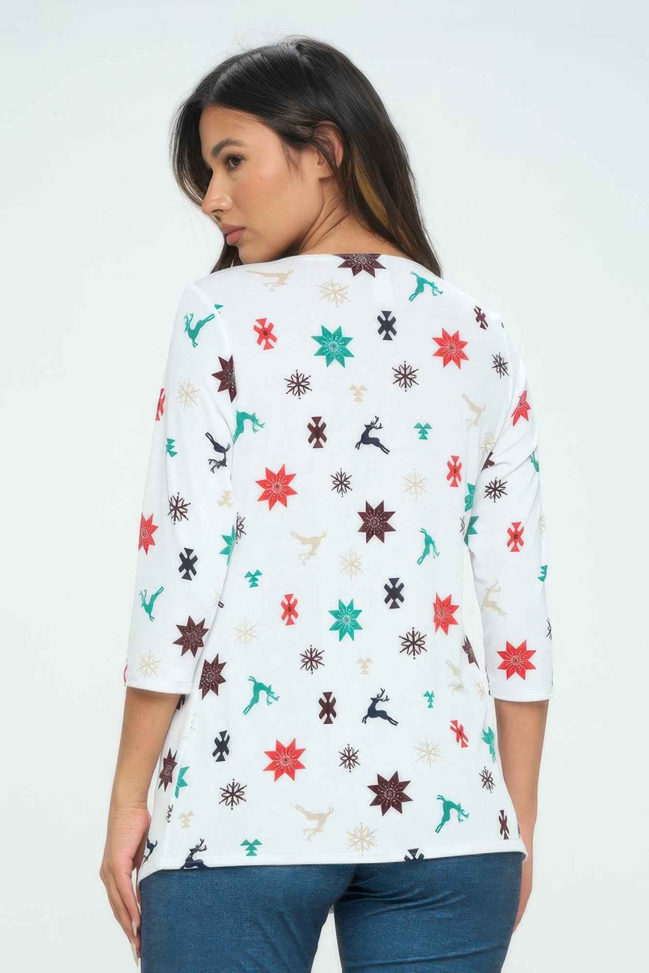 Bns Round Neck 3/4 Sleeve Slit Top