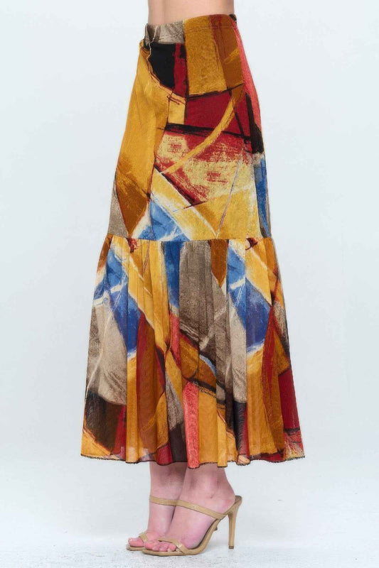 Mesh Romance Tiered Print Skirt