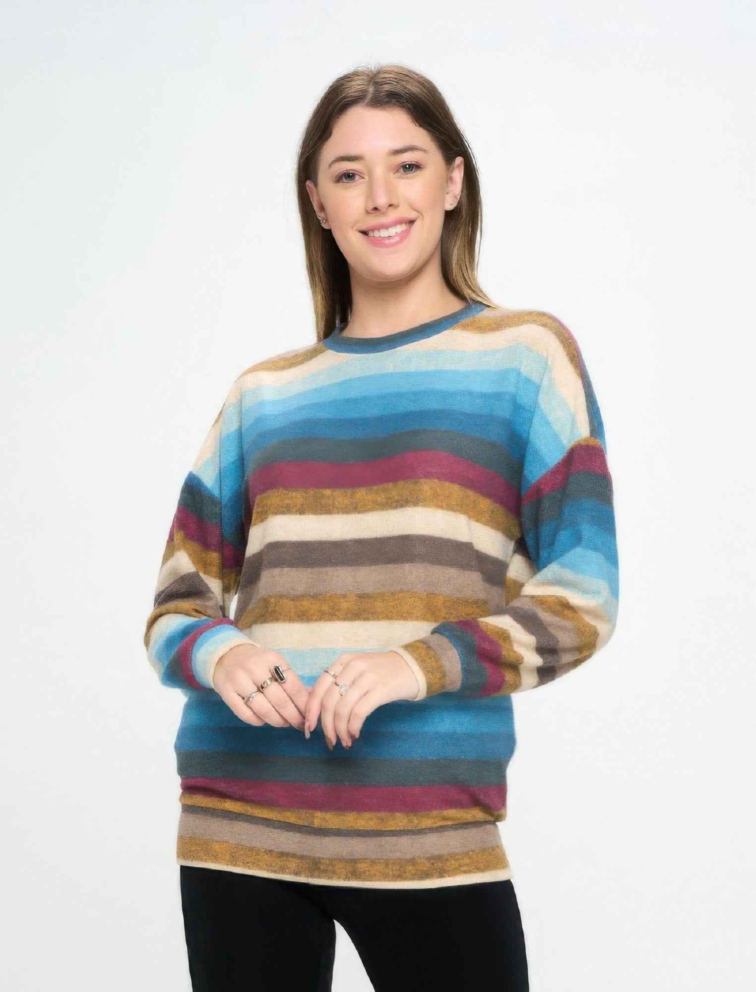 Terry Brushed Round Nk Long Sleeve W/ Pocket Top