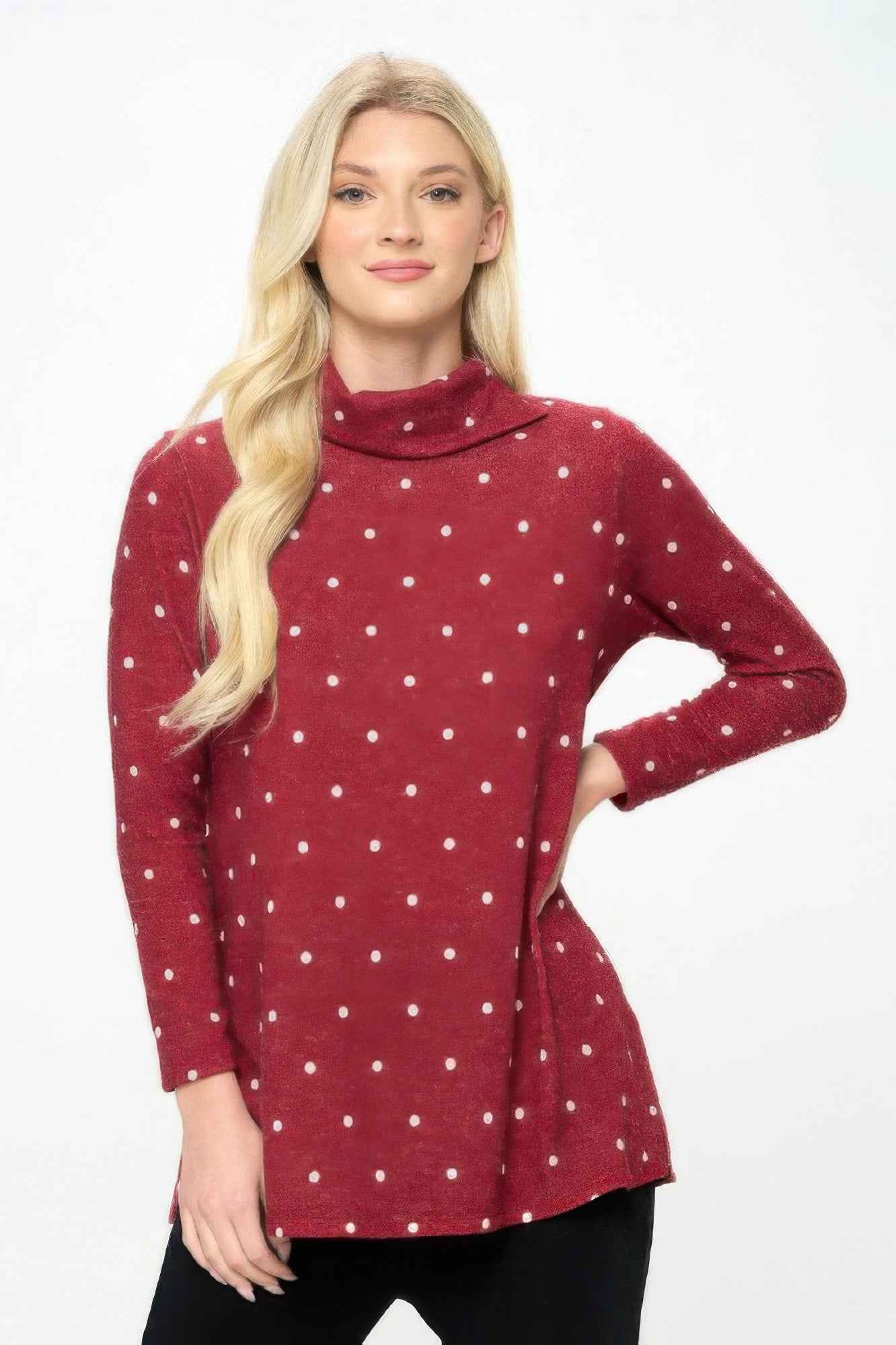 Mir Split Mock Neck Top