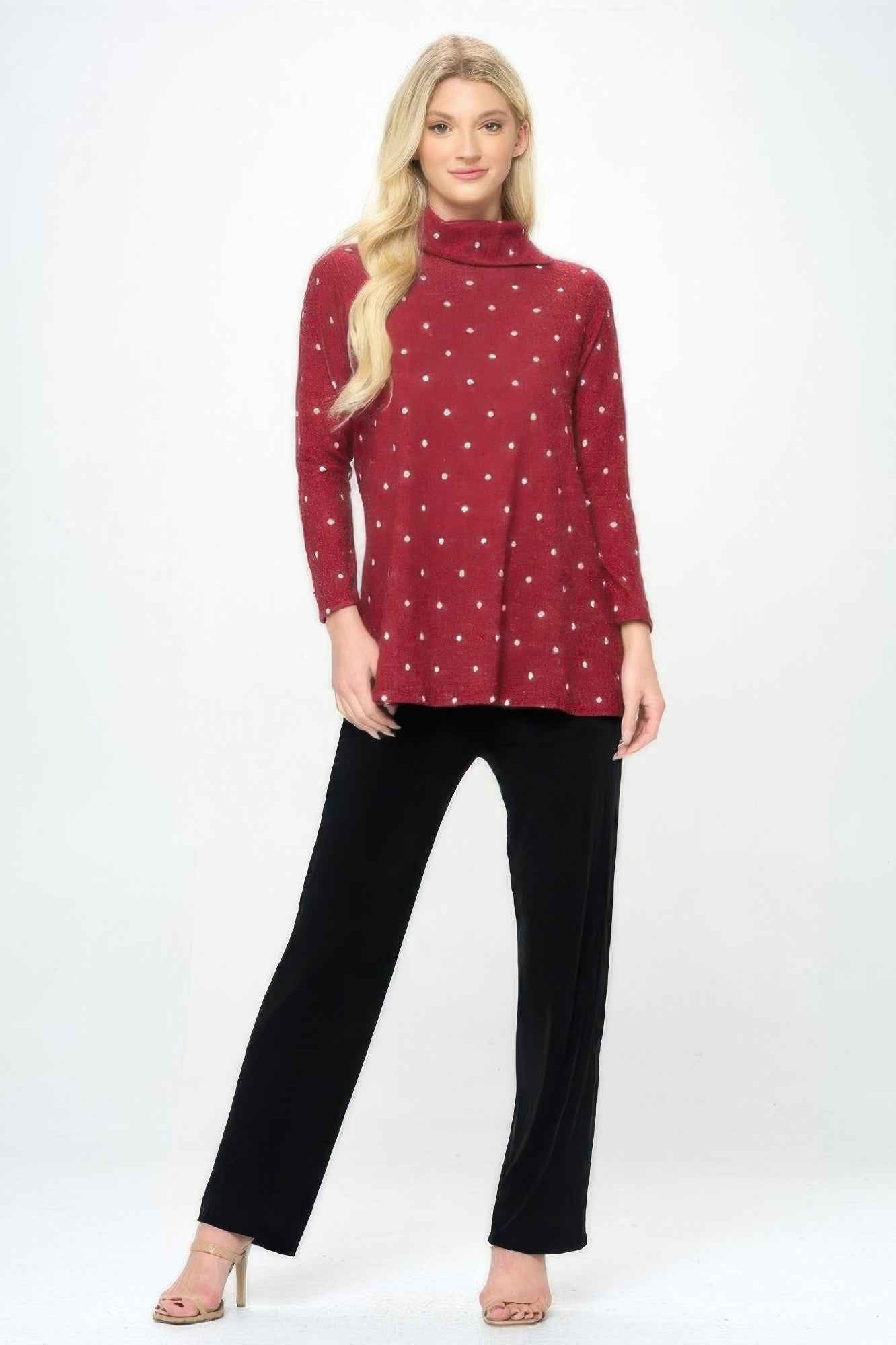 Mir Split Mock Neck Top