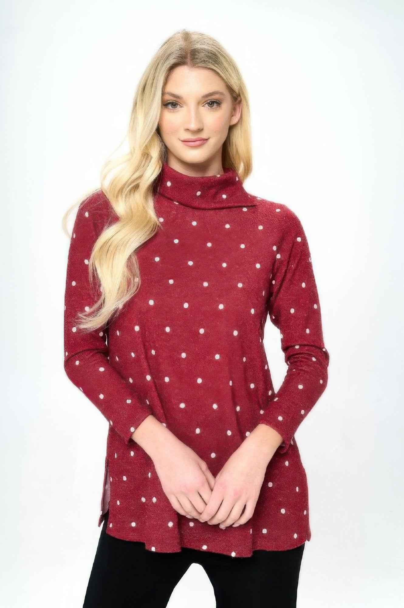 Mir Split Mock Neck Top