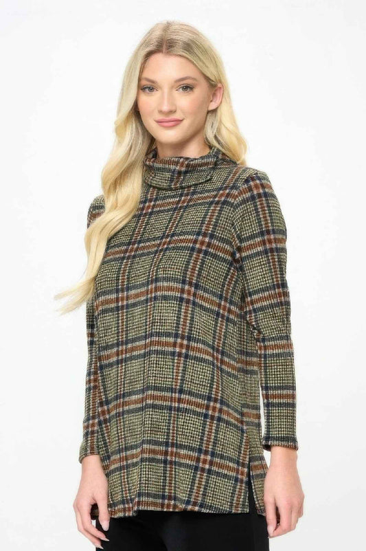 Mir Split Mock Neck Top