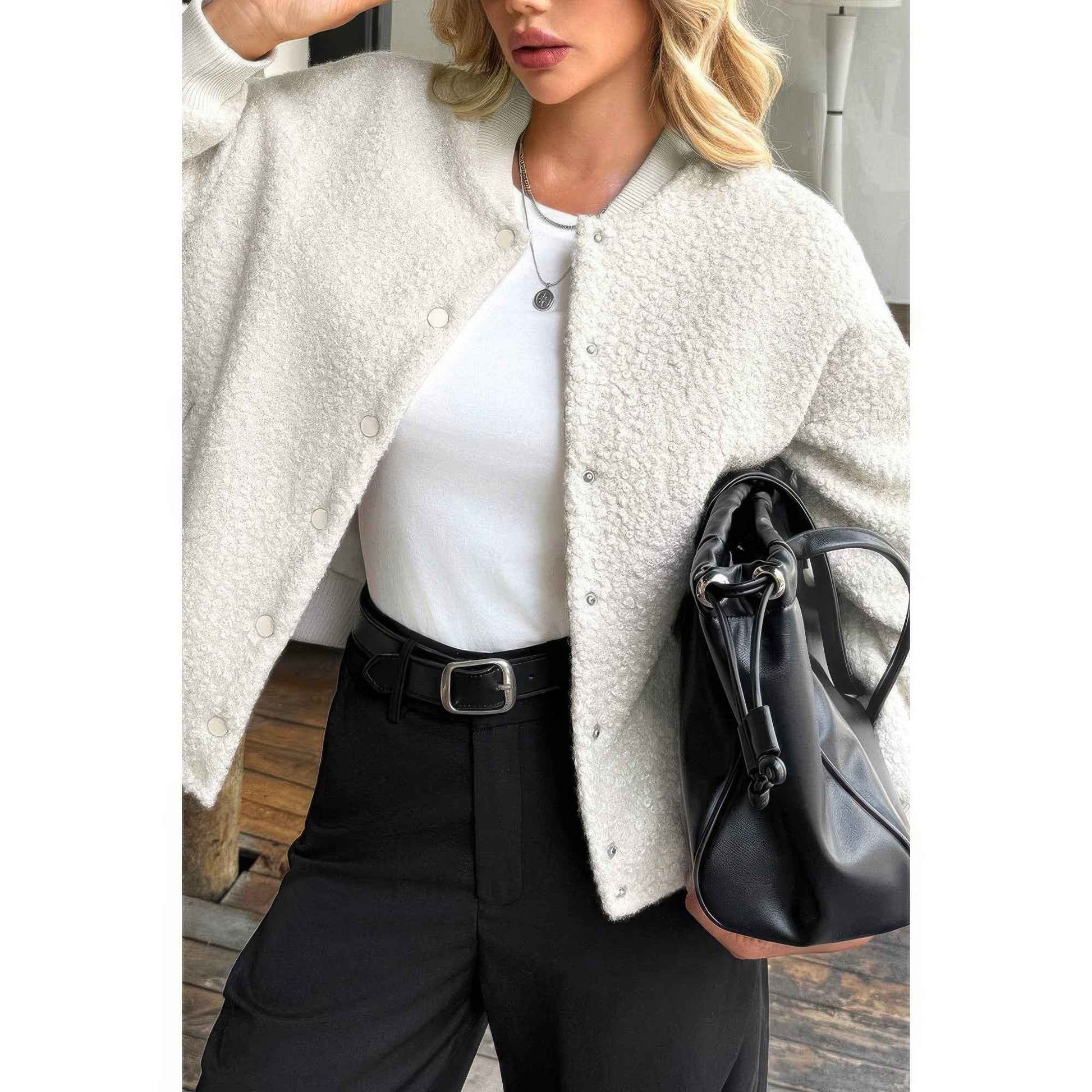 Faux Sherpa Fuzzy Teddy Bomber Jacket