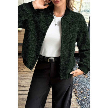 Faux Sherpa Fuzzy Teddy Bomber Jacket