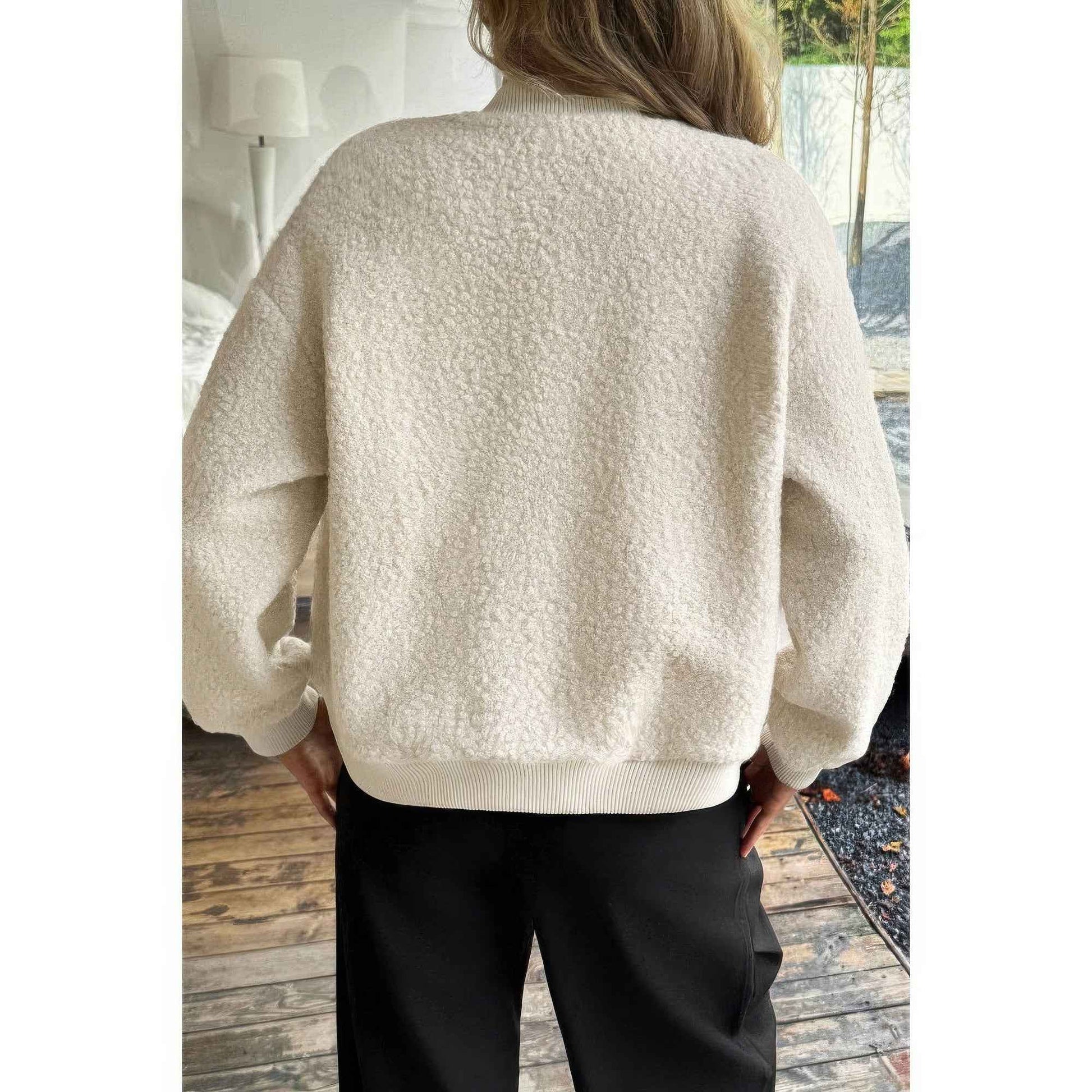 Faux Sherpa Fuzzy Teddy Bomber Jacket