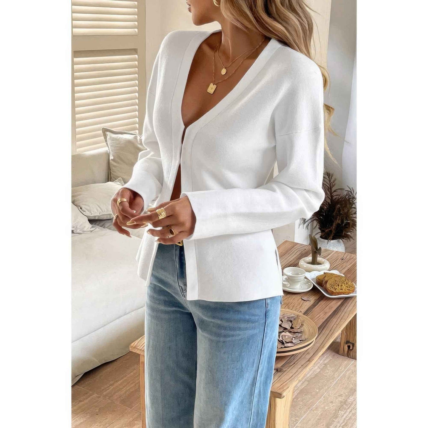 Solid V Neck Raglan Sleeve Burgundy Knit Shirt