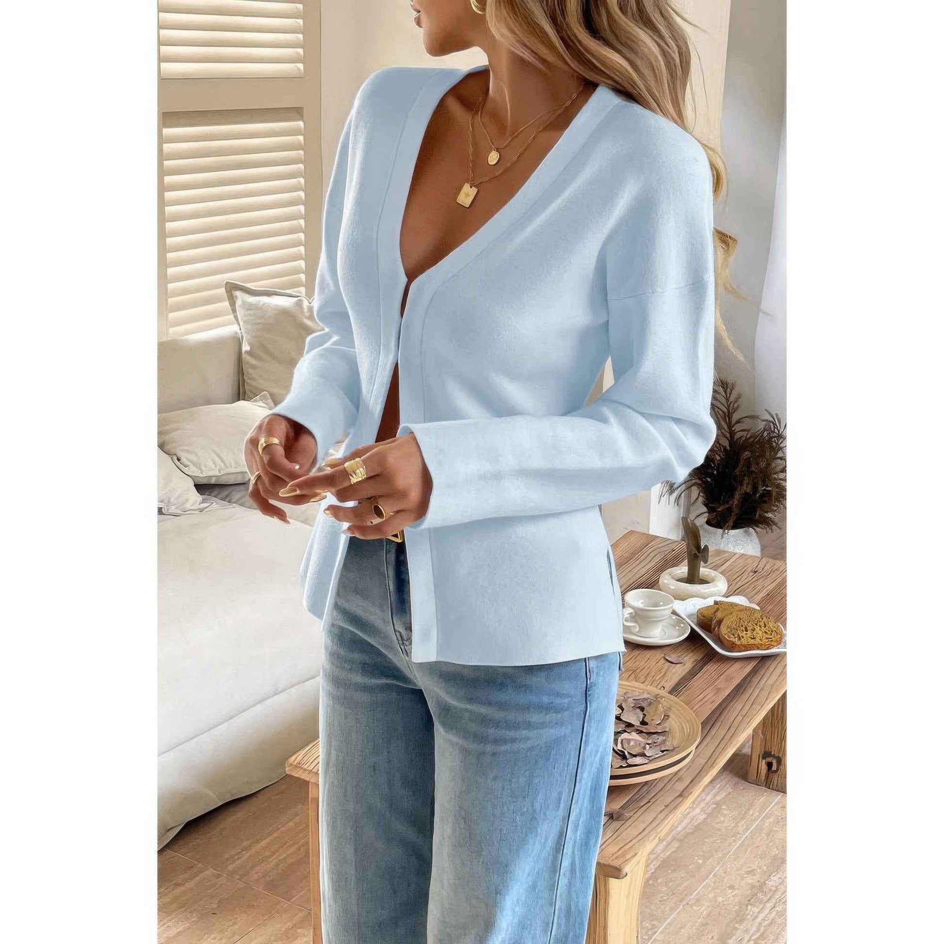 Solid V Neck Raglan Sleeve Burgundy Knit Shirt