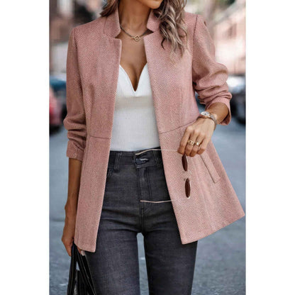 Solid Pocket Long Sleeve Elegant Wool Coat
