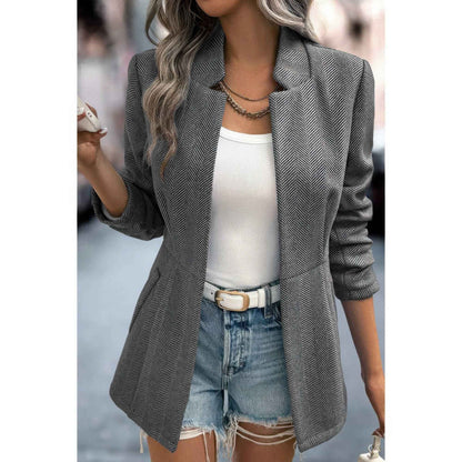 Solid Pocket Long Sleeve Elegant Wool Coat